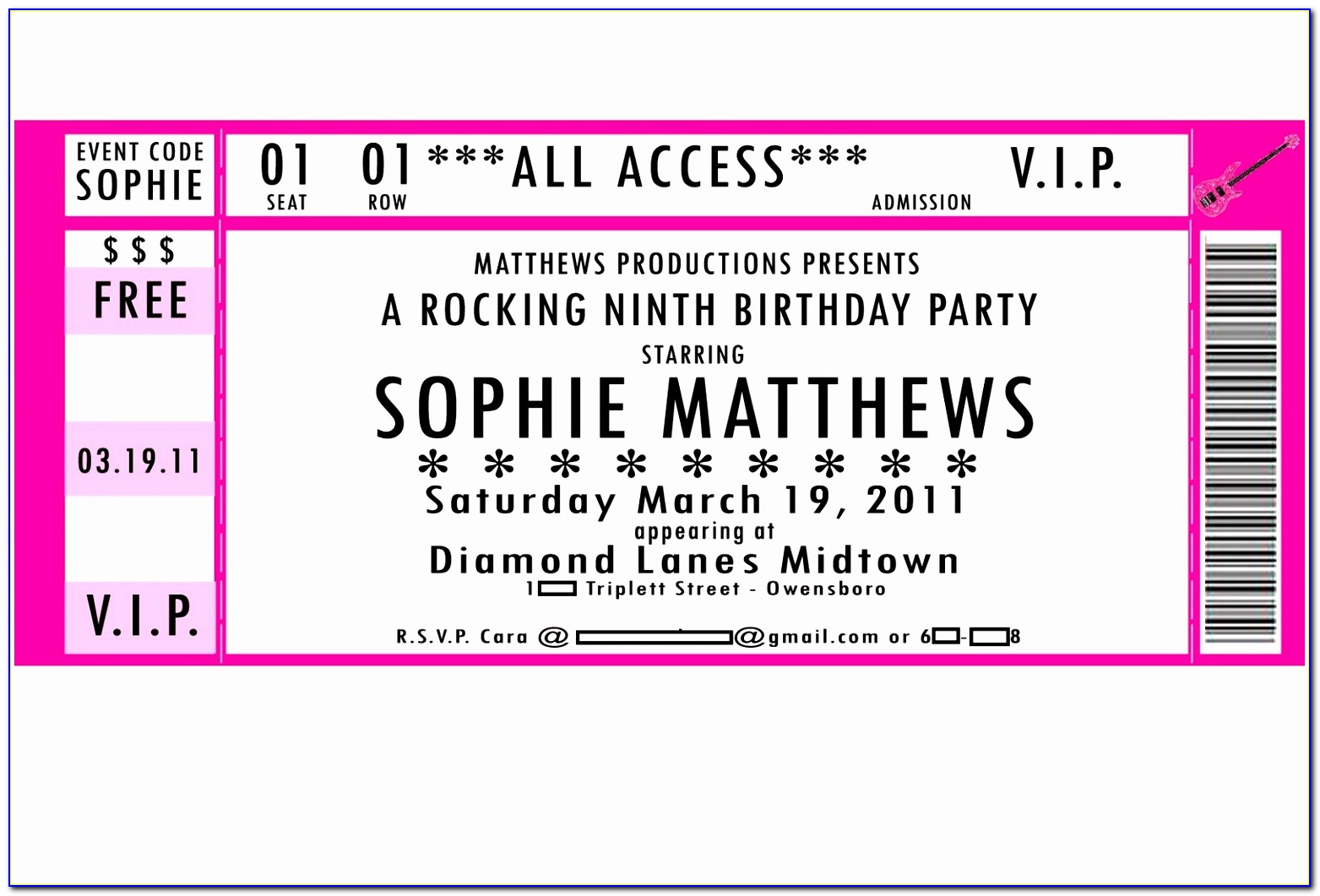 Vip Ticket Template Free Printable Concert Ticket Invitation Template Free New Doc Xls Letter Template Airut