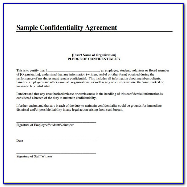Confidentiality Agreement Free Template