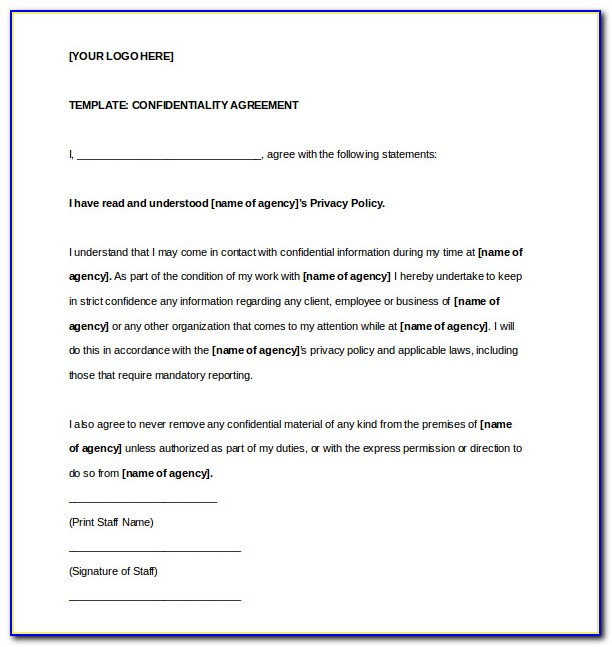 Confidentiality Agreement Template Word Document