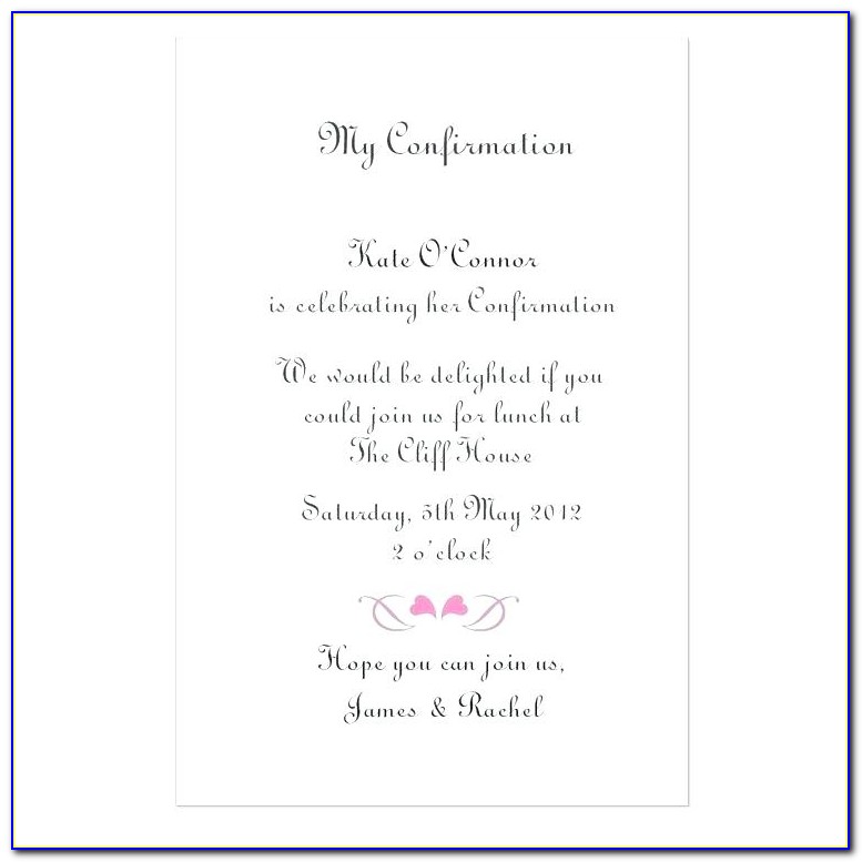 Confirmation Invitation Cards Template