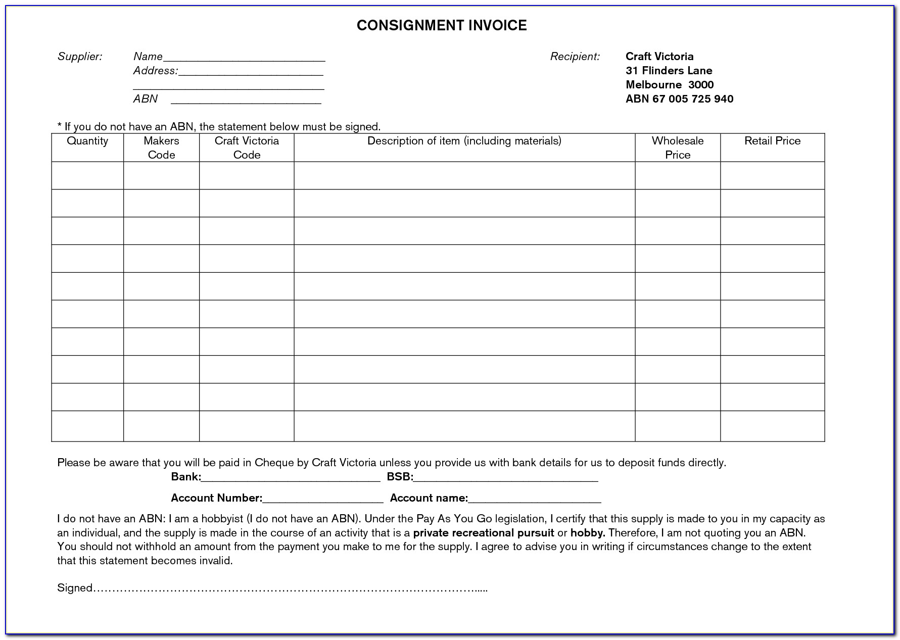 Consignment Invoice Template Modifikasi Sepeda Motor Consignment Invoice Template