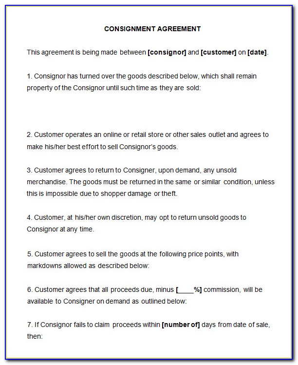 Consignor Agreement Form