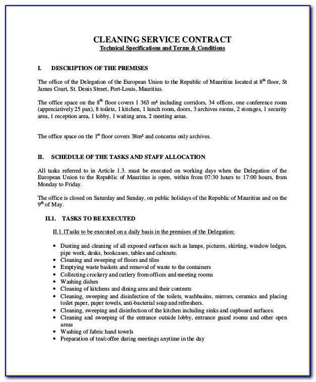 Contract For Cleaning Business