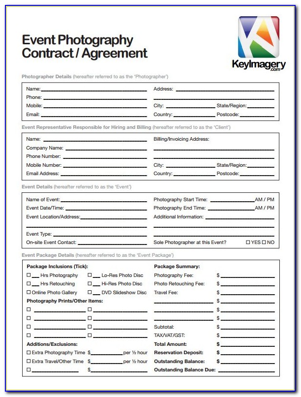 Corporate Event Photography Contract Template
