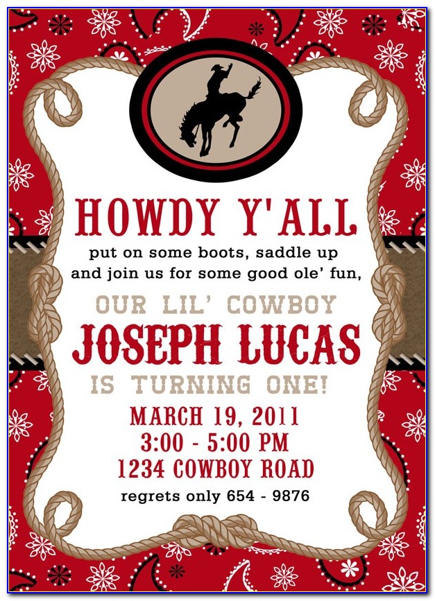 Cowboy Birthday Party Invitation Template