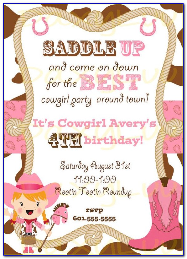 Cowgirl Party Invitation Templates Free