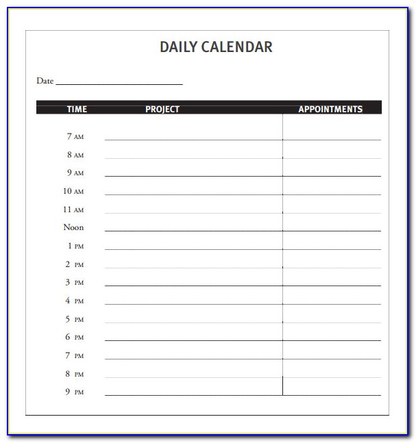 Daily Appointment Schedule Template Free