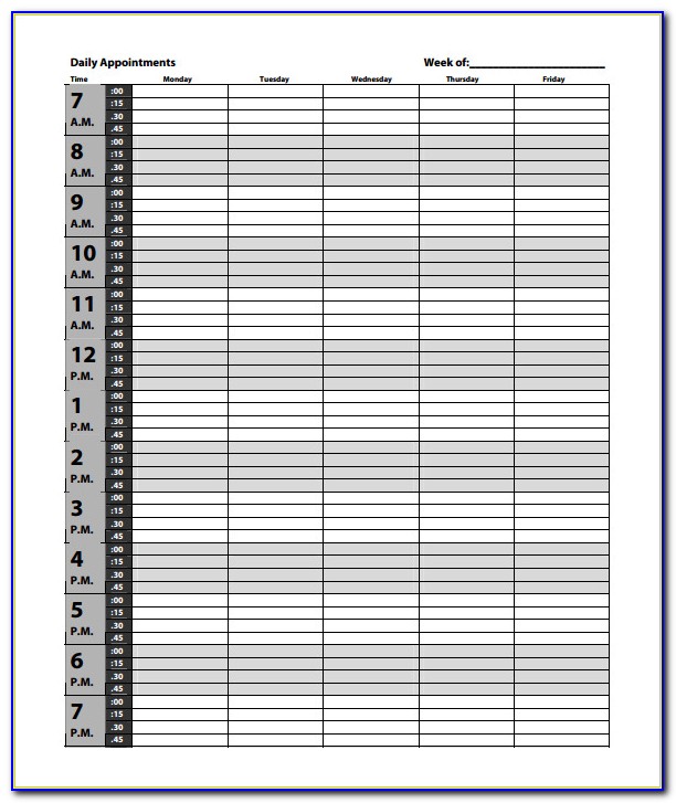 Daily Appointment Schedule Template Word
