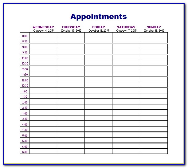 Daily Appointment Sheet Template Free