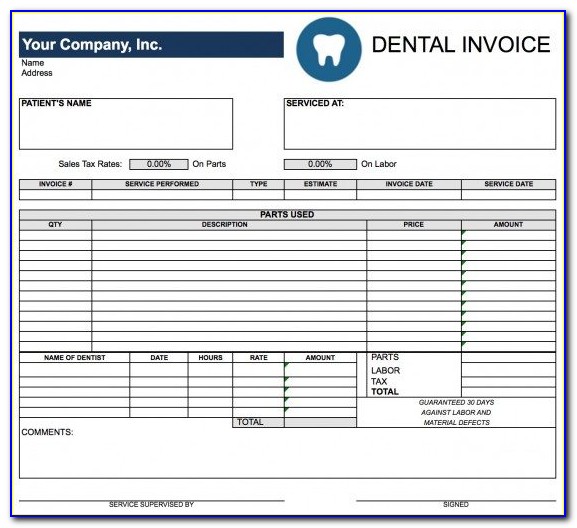 Dental Invoice Template Pdf