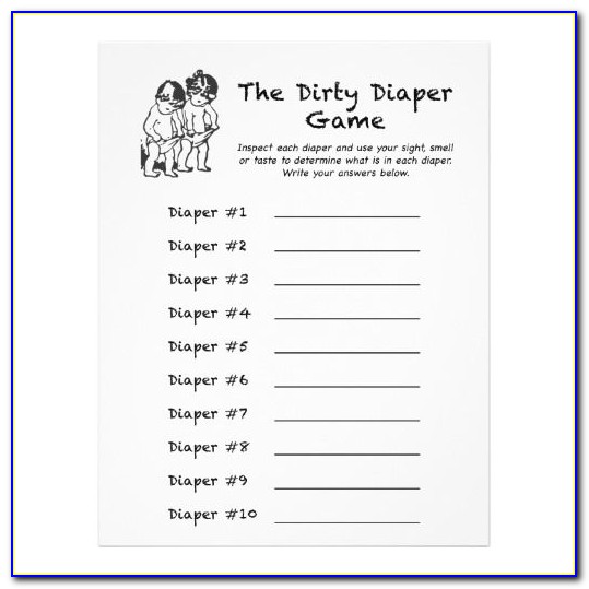 Dirty Diaper Baby Shower Game Template