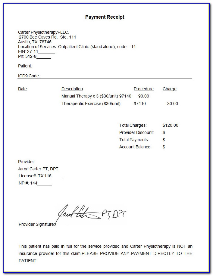 Doctor Receipt Template Free