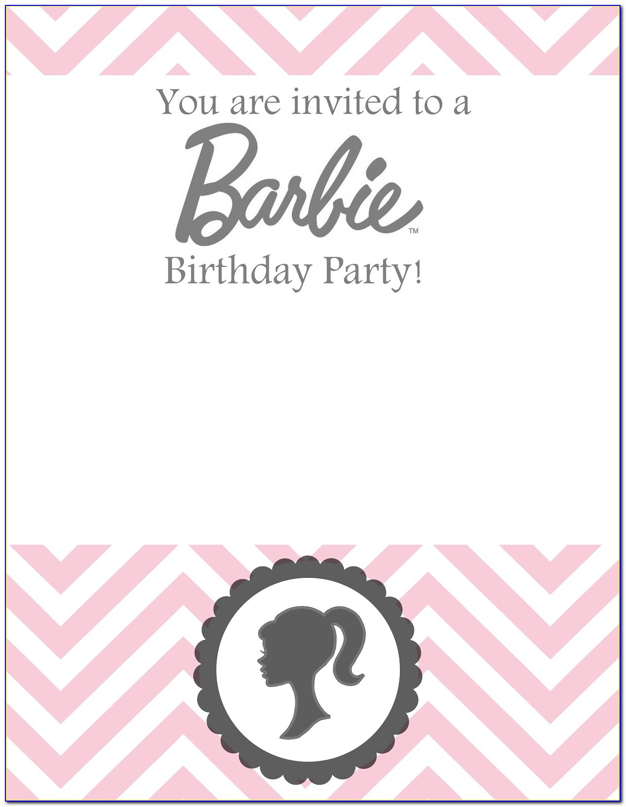 Editable Barbie Birthday Invitations Templates Free