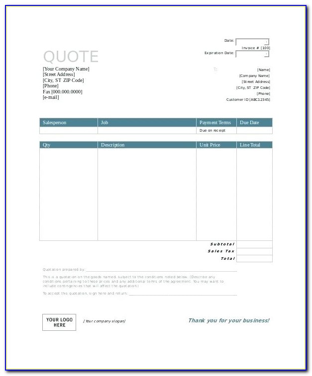 Electrical Quote Template Free