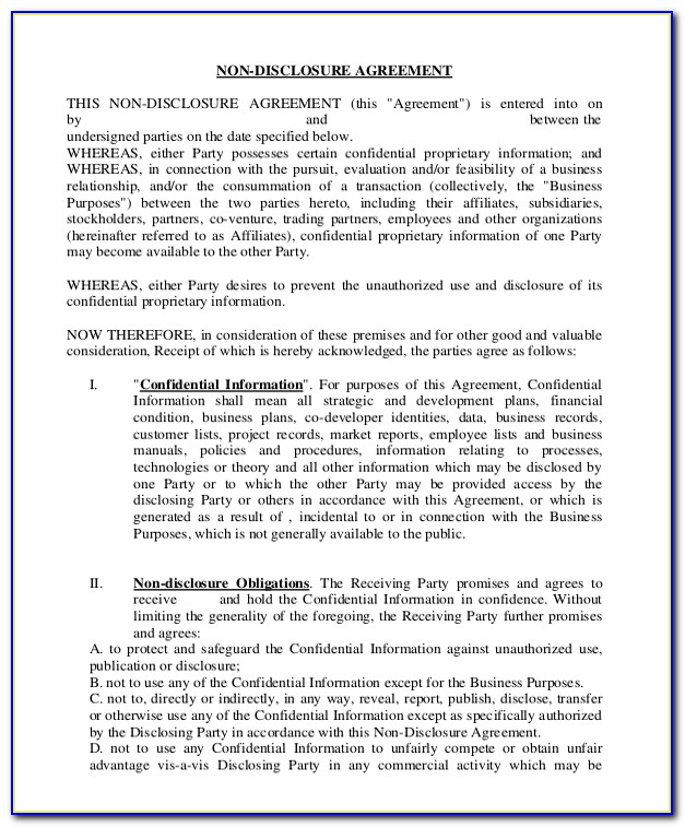Employee Confidentiality Agreement Template Free Uk
