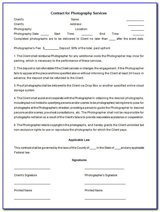 Event Photographer Contract Template