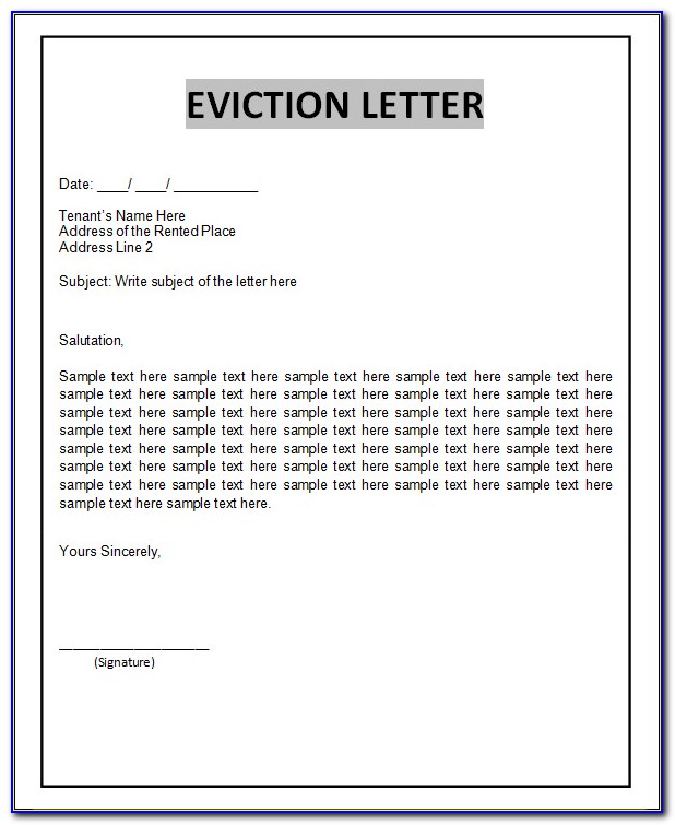 Eviction Letter Template Uk Free