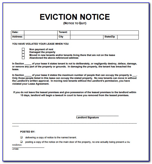 Eviction Notice Template Pennsylvania Free