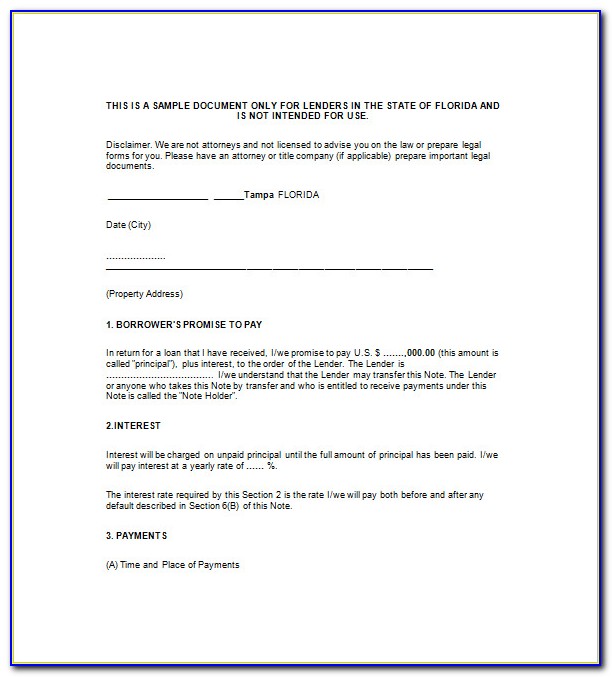 Example Of A Mortgage Promissory Note