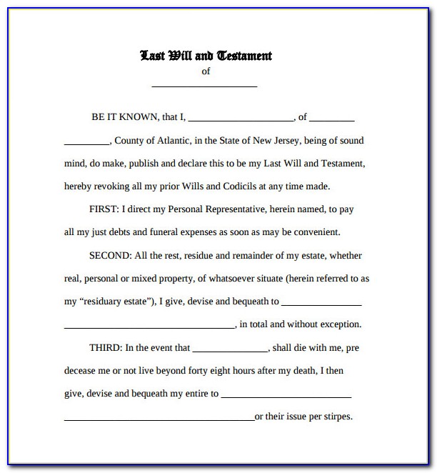 Examples Of Last Will And Testament Template