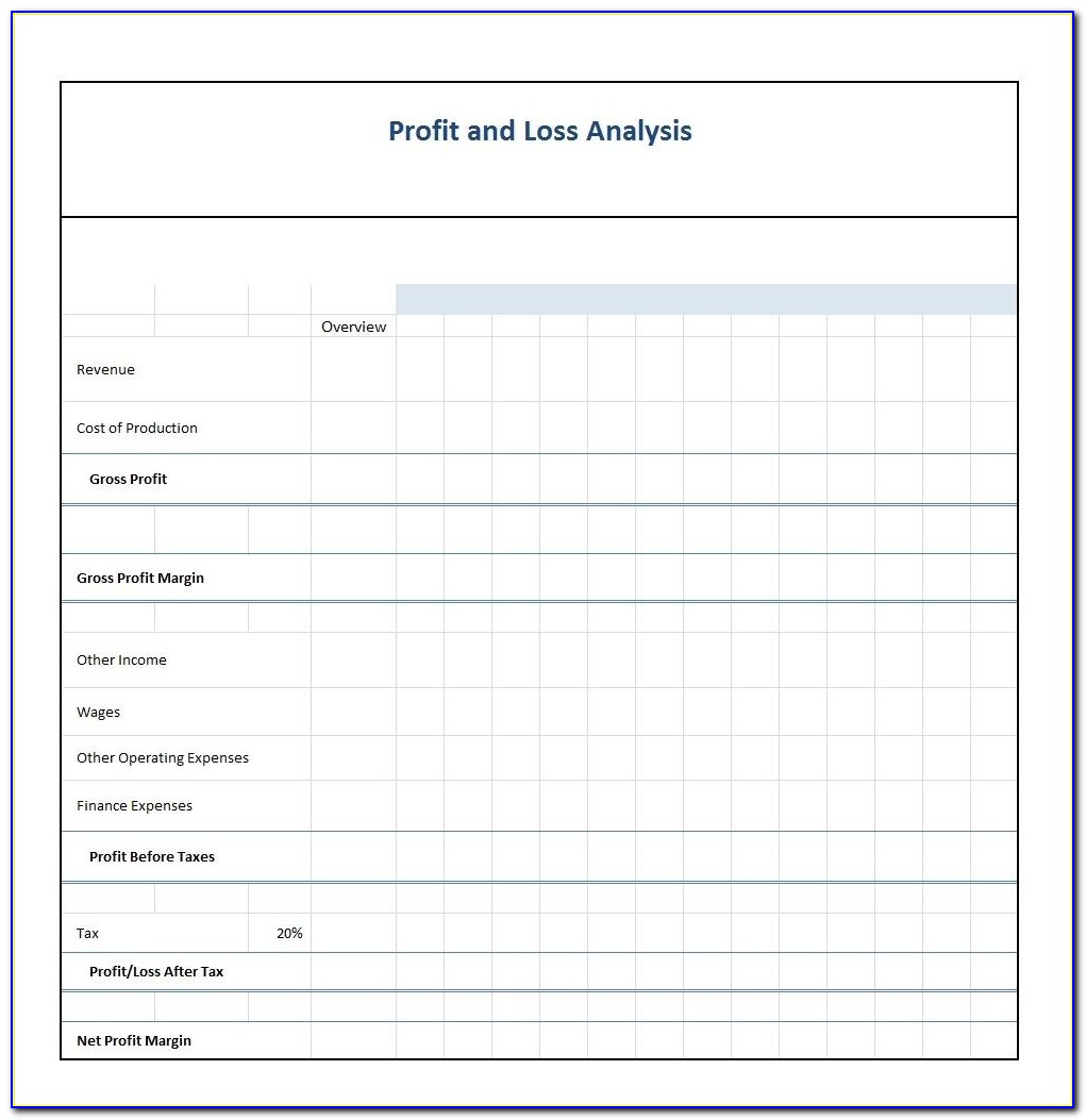 Excel Profit And Loss Statement Template Free