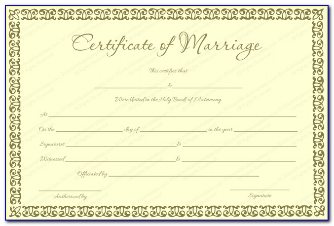 Fake Marriage Certificate Printable Free
