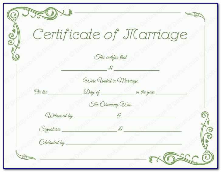 Fake Marriage Certificate Template