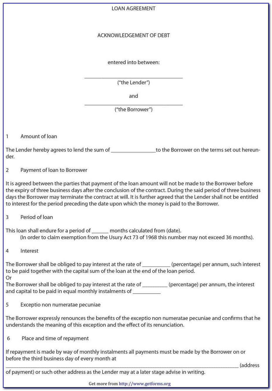 Family Loan Contract Template Free
