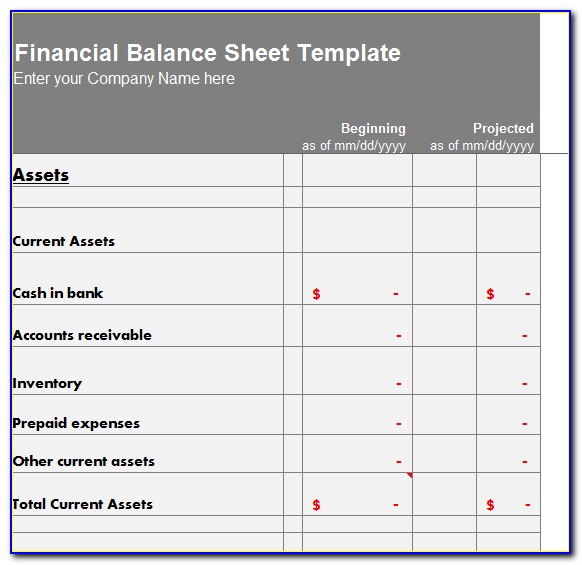 Financial Balance Sheet Template