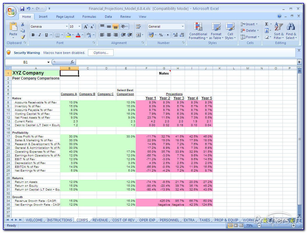 Financial Modelling Excel Templates