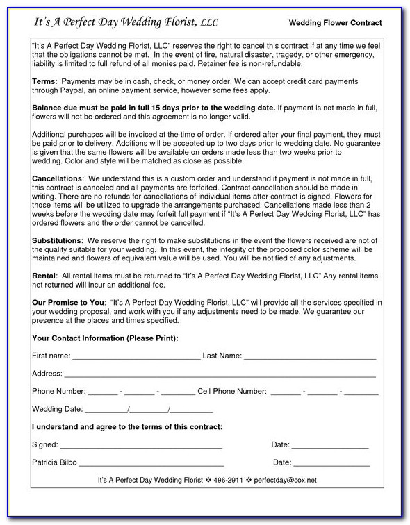 Florist Contract Template Download