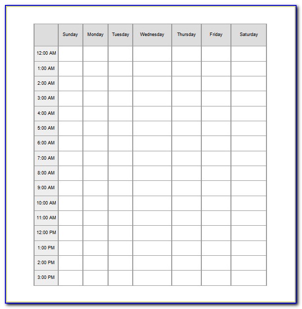 Free 24 Hour Time Schedule Template