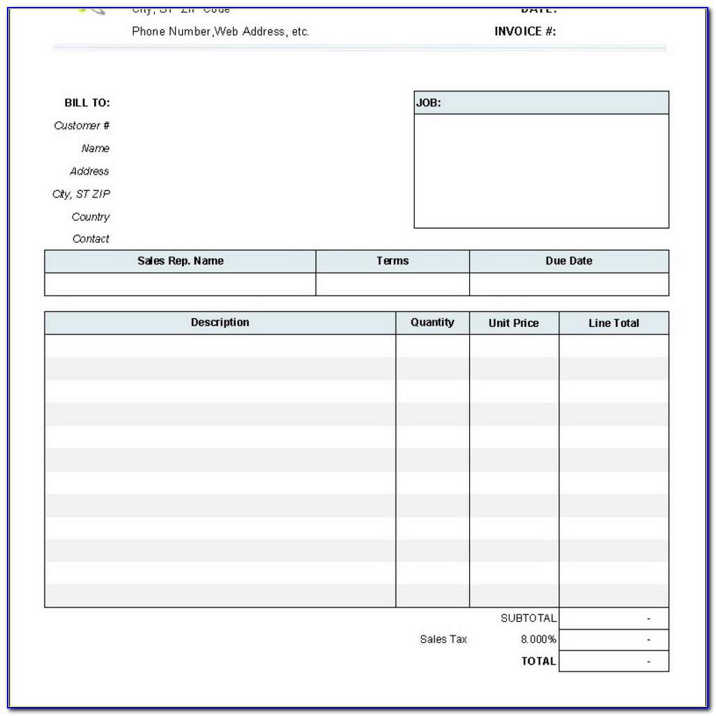 Free Blank Invoice Template Doc
