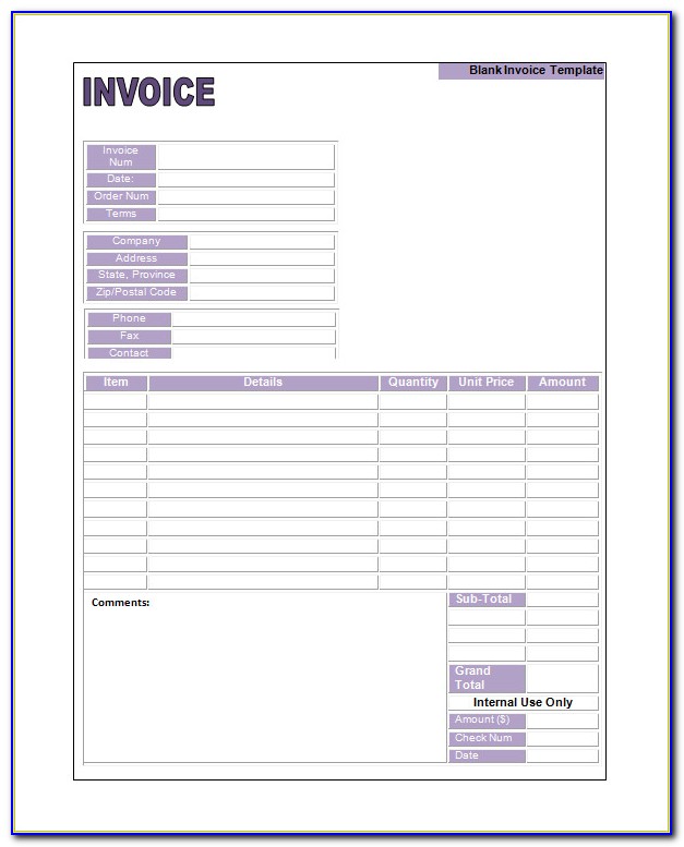 Free Blank Invoice Templates Microsoft Word