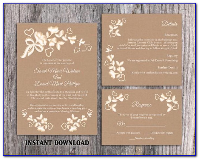 Free Burlap And Lace Wedding Invitation Template