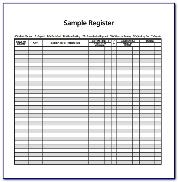 Free Business Check Register Template