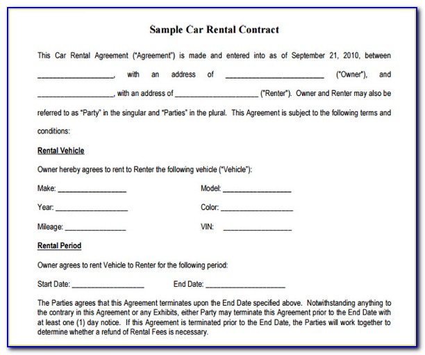Free Car Lease Agreement Form