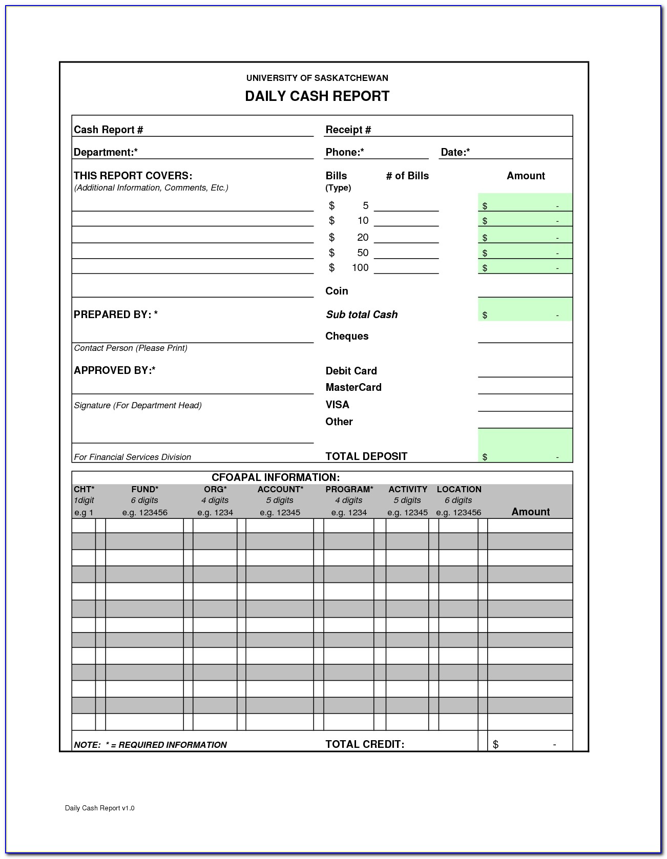 Free Cash Drawer Balance Sheet Template