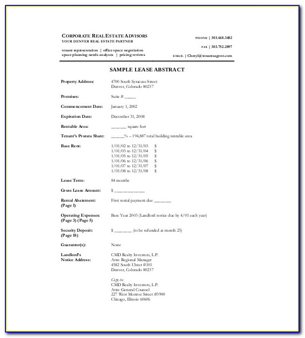 Free Commercial Lease Abstract Template