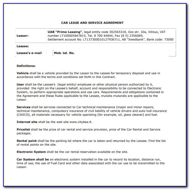 Free Commercial Vehicle Lease Agreement Template