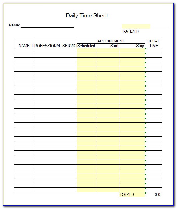Free Daily Timesheet Template Excel
