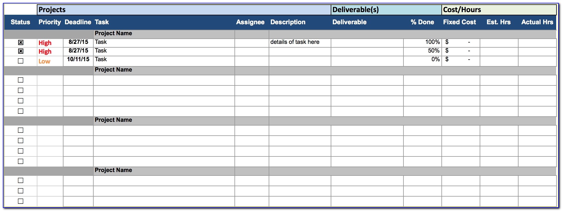Free Excel Project Management Templates Project Schedule Template