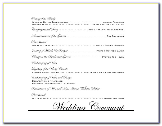 Free Downloadable Wedding Reception Program Templates Microsoft Word