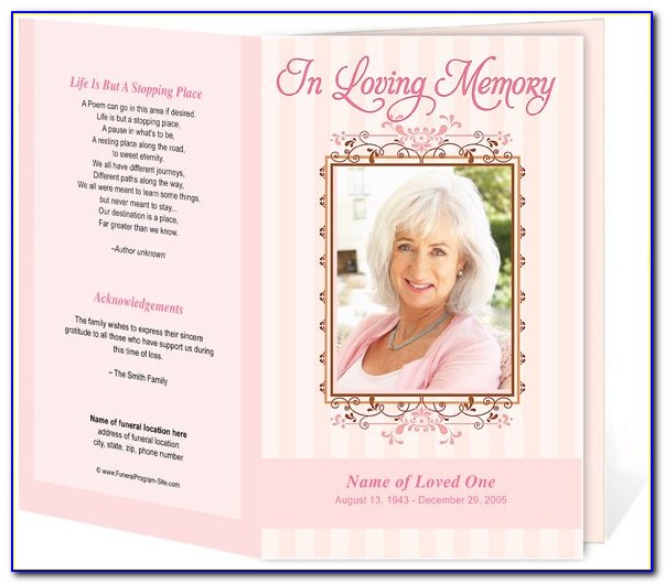 Free Funeral Service Program Template Publisher