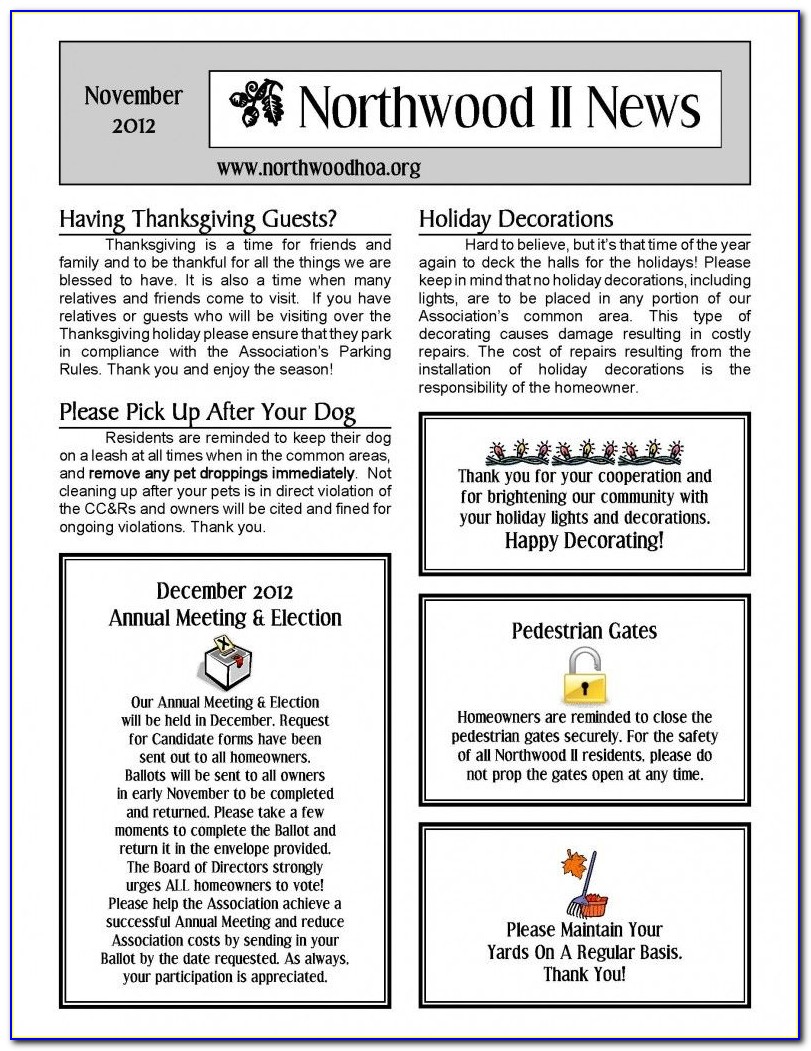 Free Homeowners Association Newsletter Templates