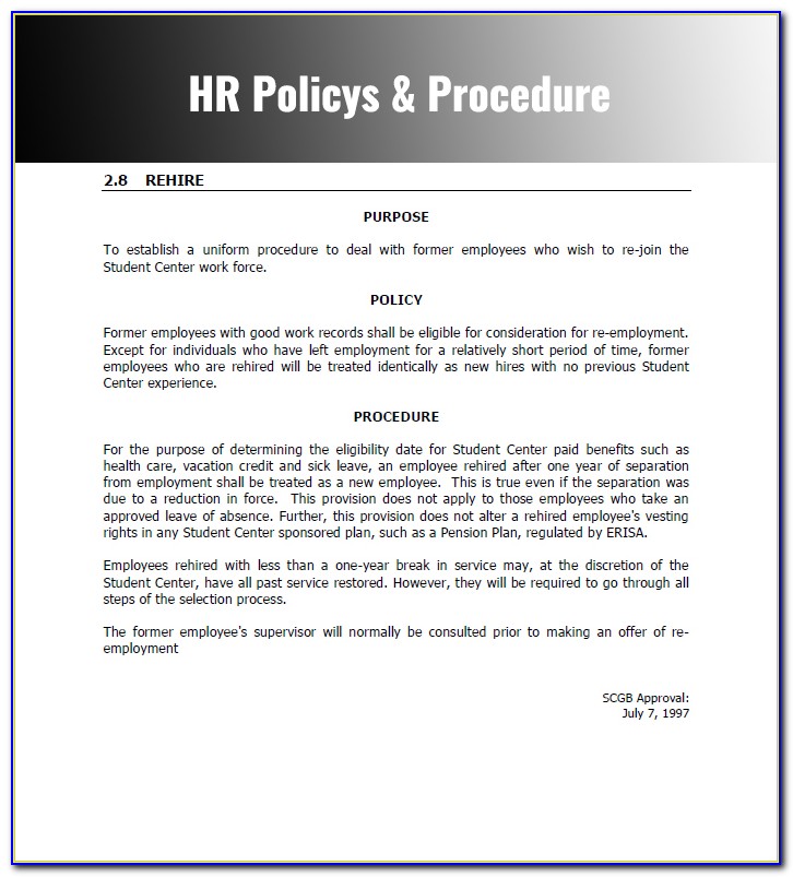 Free Hr Policy And Procedure Manual Template
