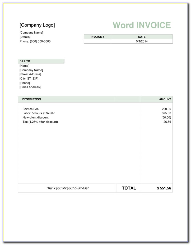 Free Invoice Samples Word