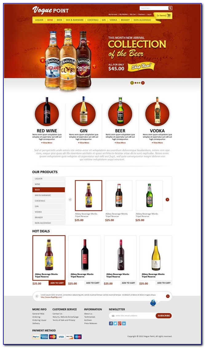 Free Liquor Store Website Template