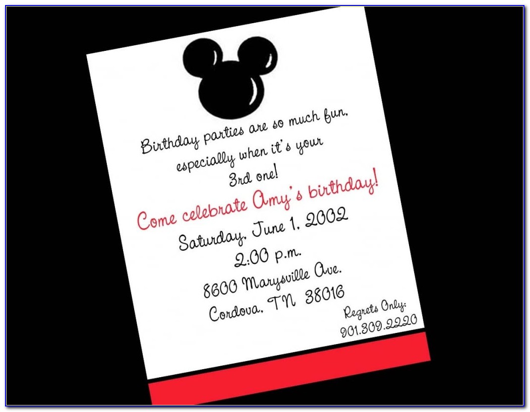 Free Mickey Mouse Birthday Party Invitation Templates