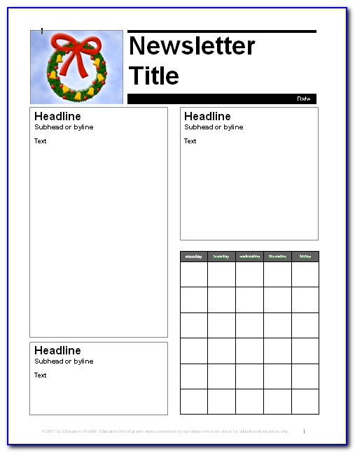 Free Monthly Newsletter Templates For Teachers
